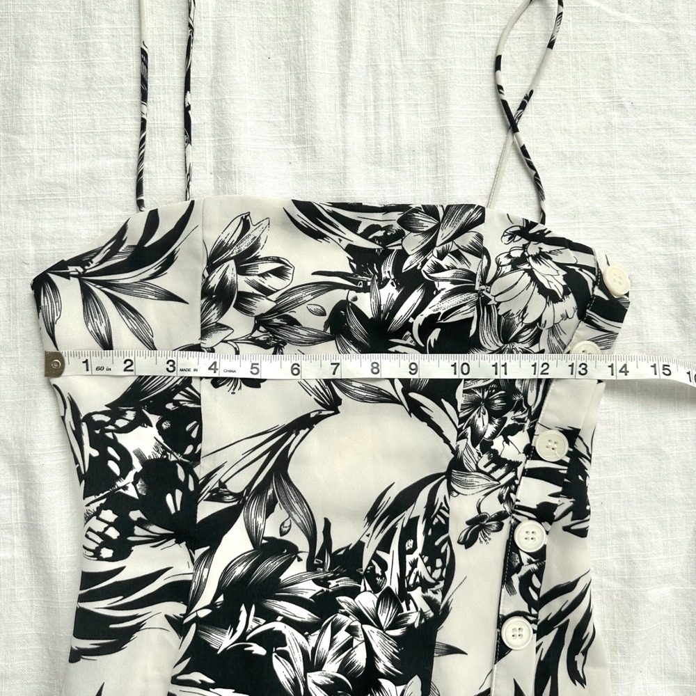 Superdown Sherry Floral Mini Dress Side Button Detail Black White XS Womens - Picture 13 of 13
